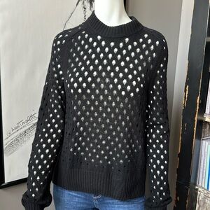 Zadig & Voltaire Black Open-Knit Crewneck Sweater